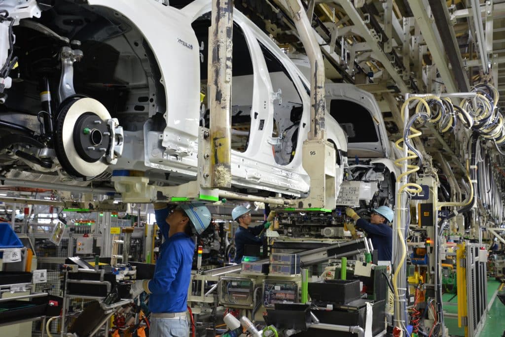 Fabryka samochodów Toyoty i linia produkcyjna