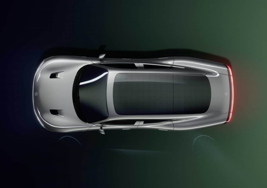 Koncepcyjny model elektrycznego Mercedesa VISION EQXX - widok z góry