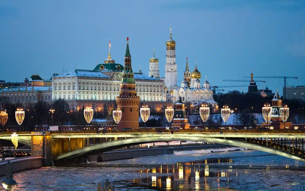 Widok na Moskwę i Kreml zimą