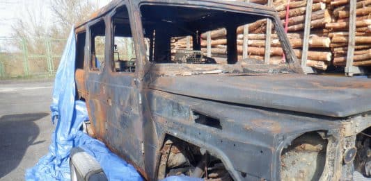 Nielegalny transport spalonego samochodu z Niemiec, udaremniony przez WIOŚ w Zielonej Górze